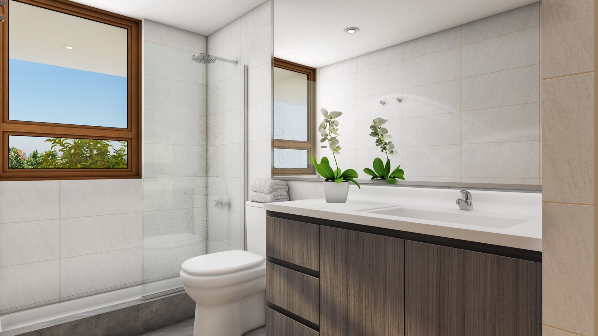 Visualización del baño de un departamento de Edificio Atenea I.